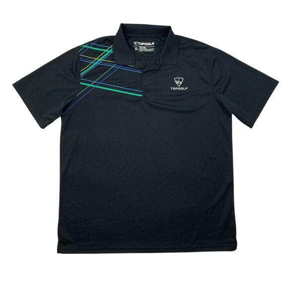 TopGolf Polo Shirt Mens XL Extra Large Black Moisture Wick Collared Short Sleeve - Picture 1 of 10